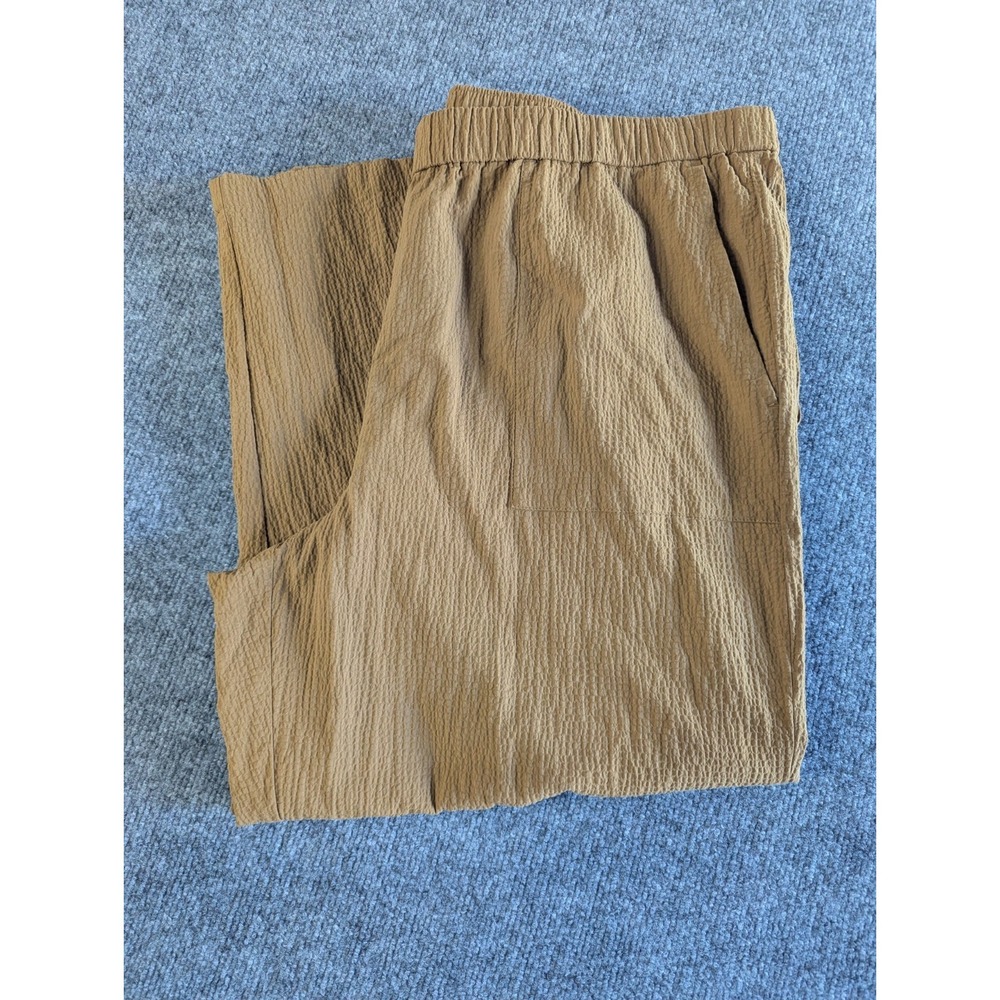 Eileen Fisher Organic Cotton Cropped Pucker Pants Women's 1X Bronze